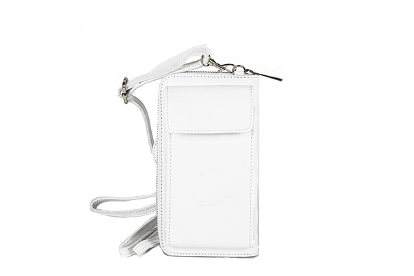 Atessa Phone holder and wallet by Moretti Milano White color genuine Leather